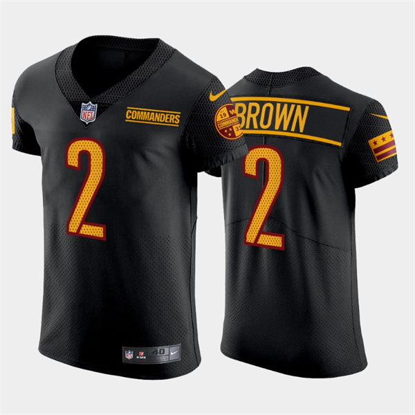 Men's Washington Commanders #2 Dyami Brown Black Elite Stitched Jersey Men's Washington Commanders #2 Dyami Brown Black Elite Stitched Jersey